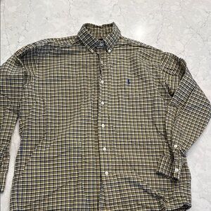 Ralph Lauren Blue and Yellow Casual Button Down Shirt